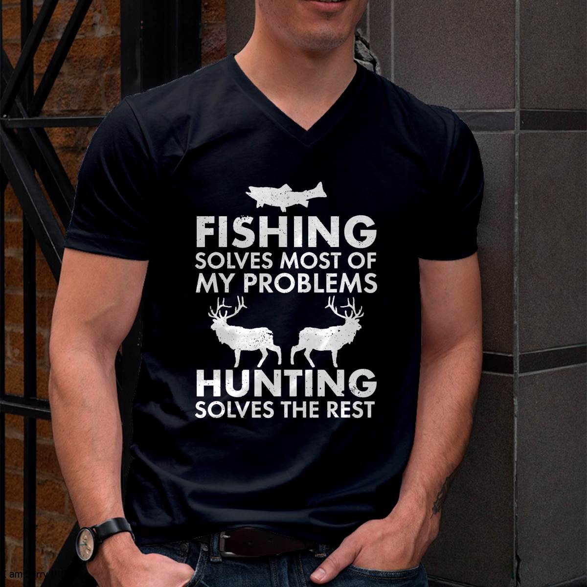 Funny Fishing and Hunting Gift Christmas Humor Hunter Cool T-Shirt Small