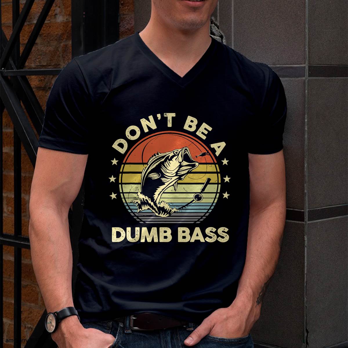 Fishing Dont Be Dumb Bass Fish Dad Funny Graphic T-Shirt