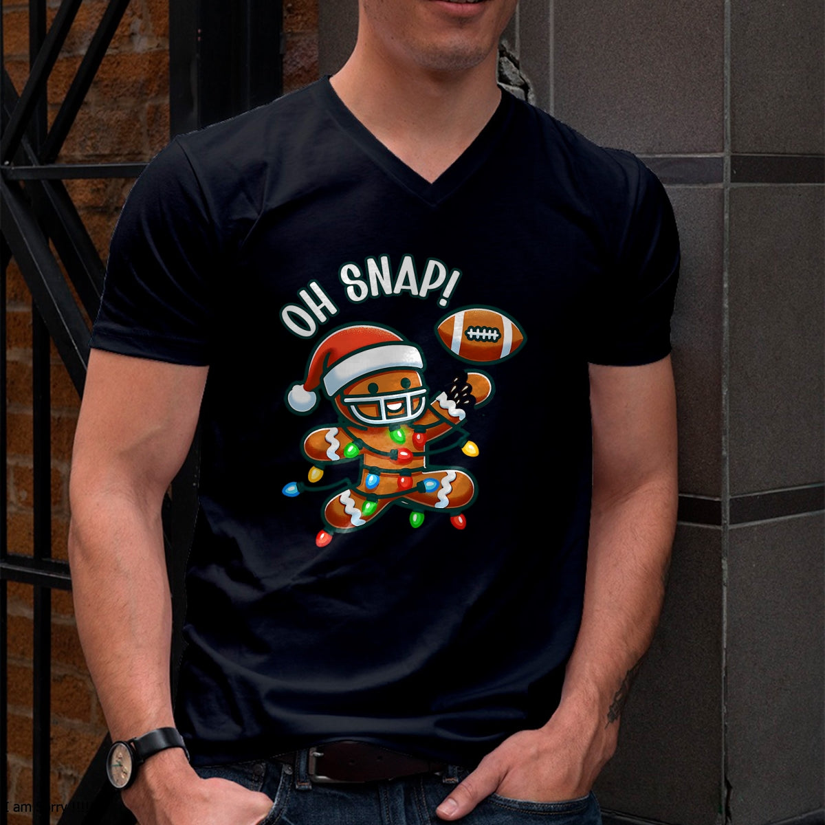 Funny Gingerbread Man Pajamas & PJs Xmas Holiday Oh Snap Gingerbreadman Christmas Football T-Shirt - Christmas Unisex T-Shirt/Hoodie/Sweatshirt - NINA00