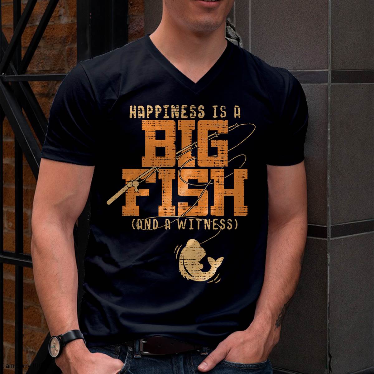 Happiness is A Big Fish and A Witness T-Shirt - Fishing Tee T-Shirt