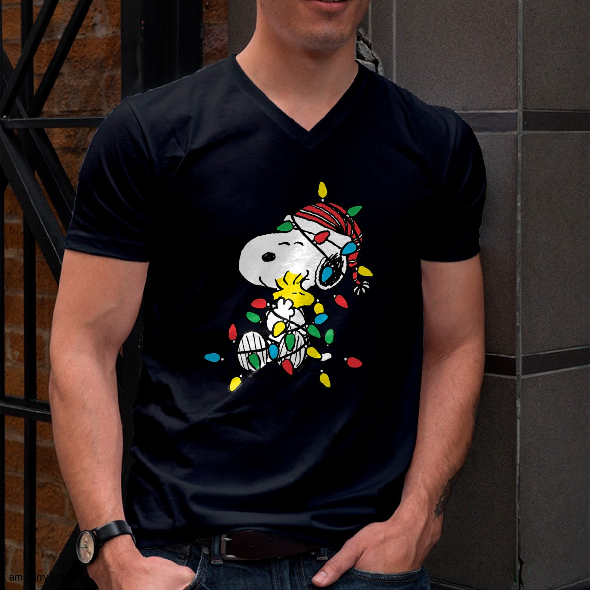 Peanuts - Snoopy Woodstock Christmas Lights T-Shirt - Christmas Unisex T-Shirt/Hoodie/Sweatshirt - NINA00