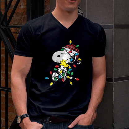 Peanuts - Snoopy Woodstock Christmas Lights T-Shirt - Christmas Unisex T-Shirt/Hoodie/Sweatshirt - NINA00