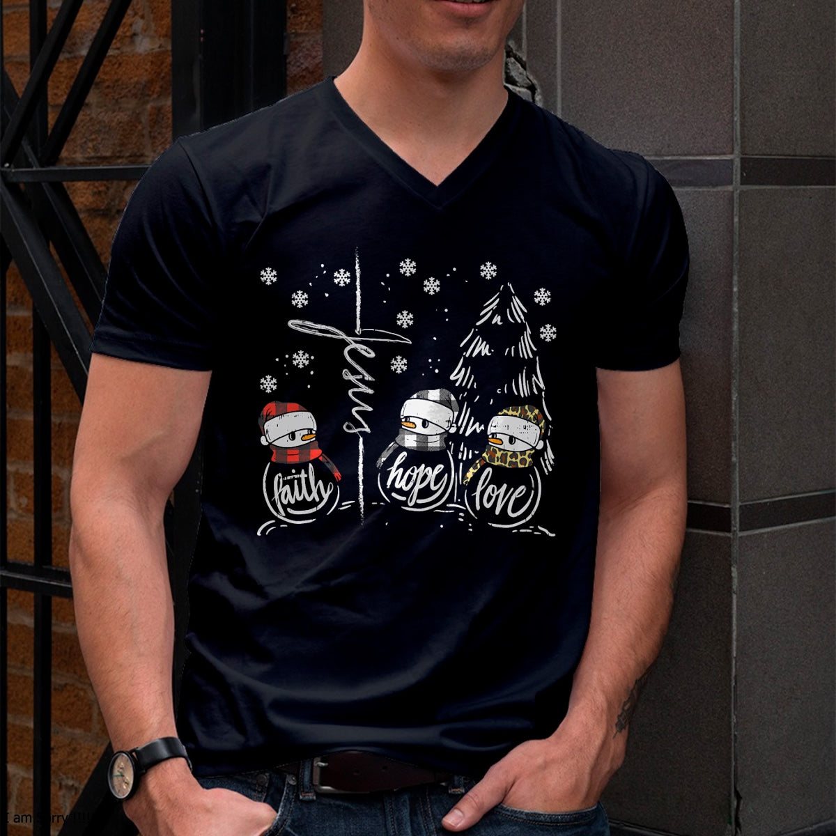 Faith Hope Love Jesus NINAman Plaid Leopard Christmas Gift T-Shirt - Christmas Unisex T-Shirt/Hoodie/Sweatshirt - NINA00