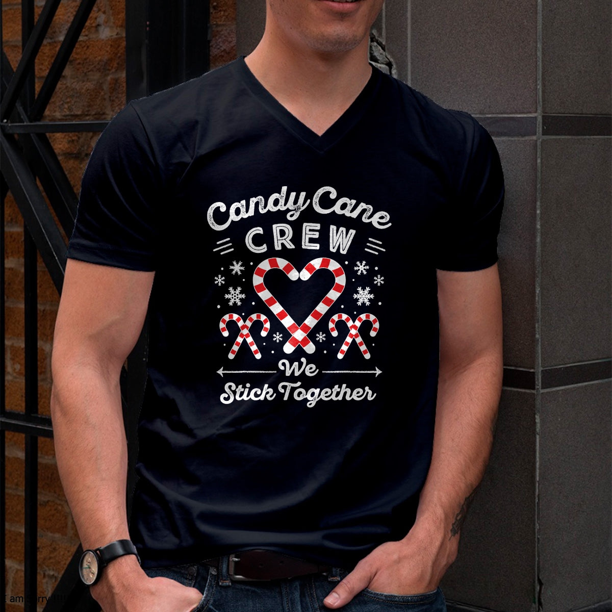 Christmas Candy Cane Heart Holiday Family Matching Pajama PJ T-Shirt - Christmas Unisex T-Shirt/Hoodie/Sweatshirt - NINA00