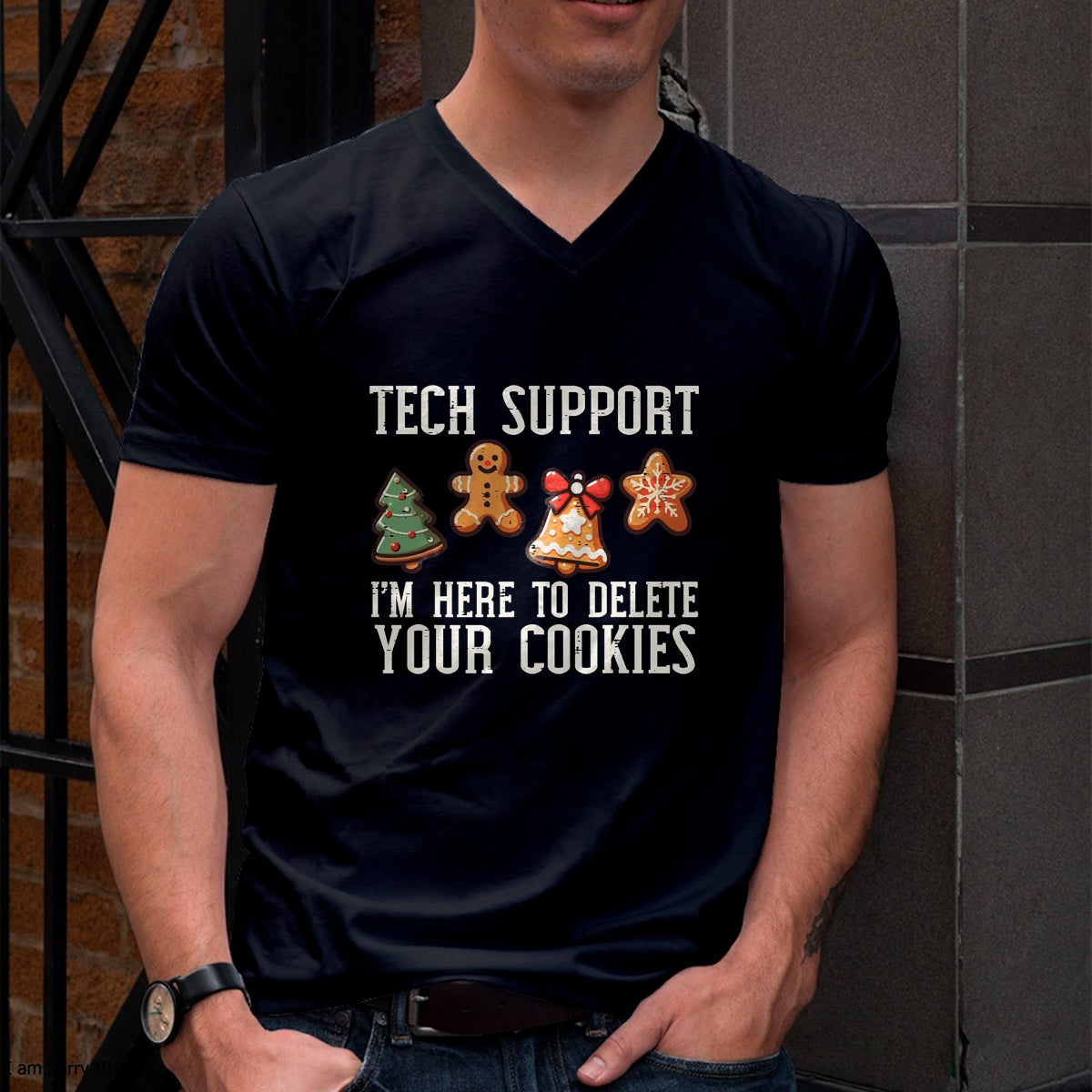 Christmas Tech Support Here To Delete Cookies Xmas Men Women T-Shirt - Christmas Unisex T-Shirt/Hoodie/Sweatshirt - NINA00