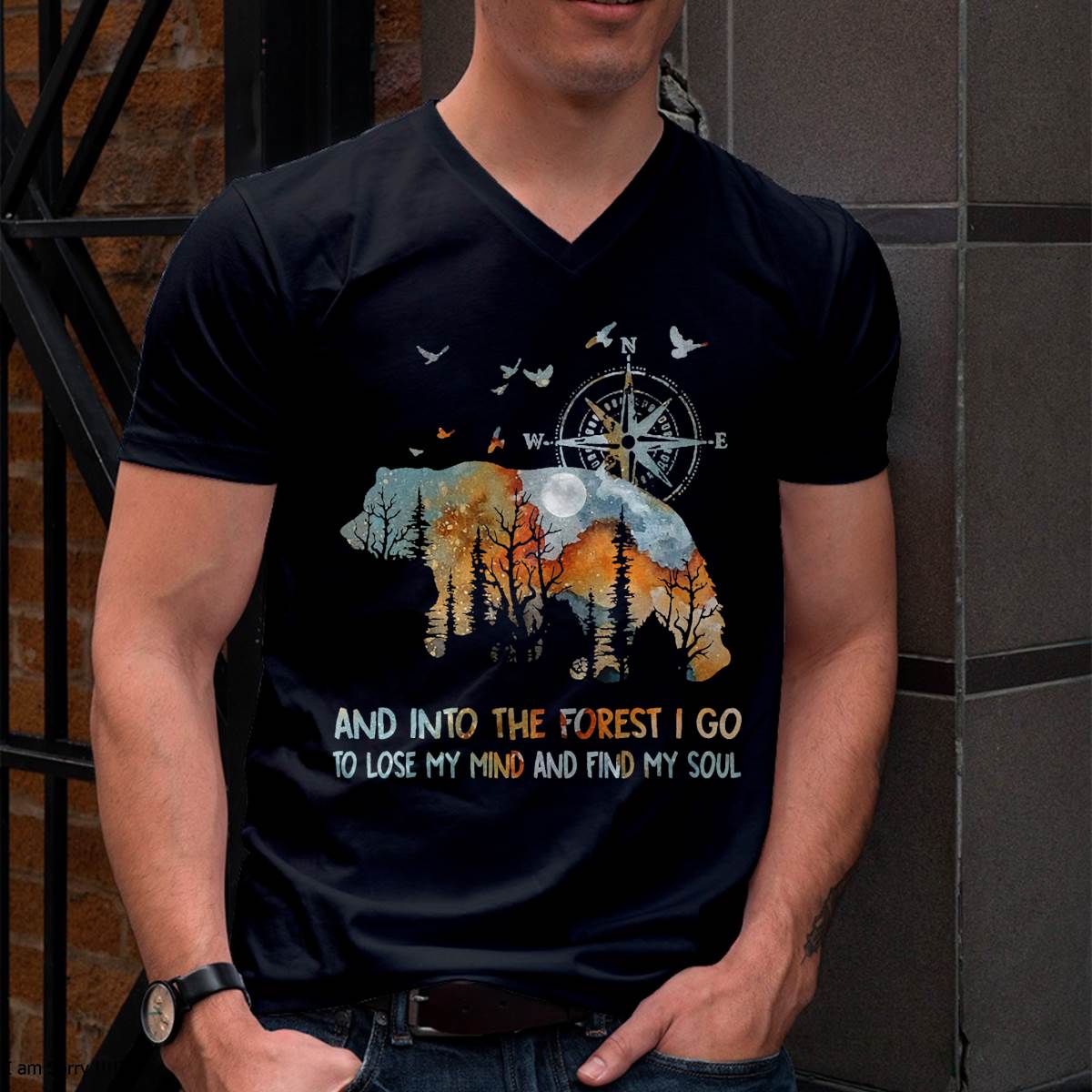 and Into The Forest I Go to Lose My Mind Camping Bear T-Shirt