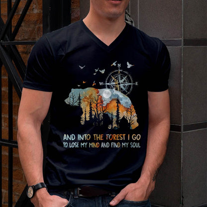and Into The Forest I Go to Lose My Mind Camping Bear T-Shirt