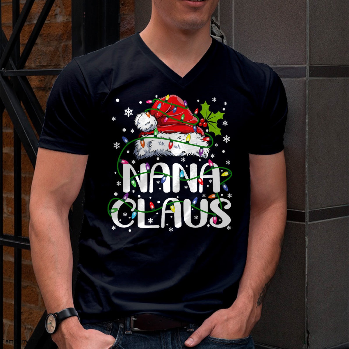 Nana Claus Christmas Lights Pajama Family Matching T-Shirt - Christmas Unisex T-Shirt/Hoodie/Sweatshirt - NINA00