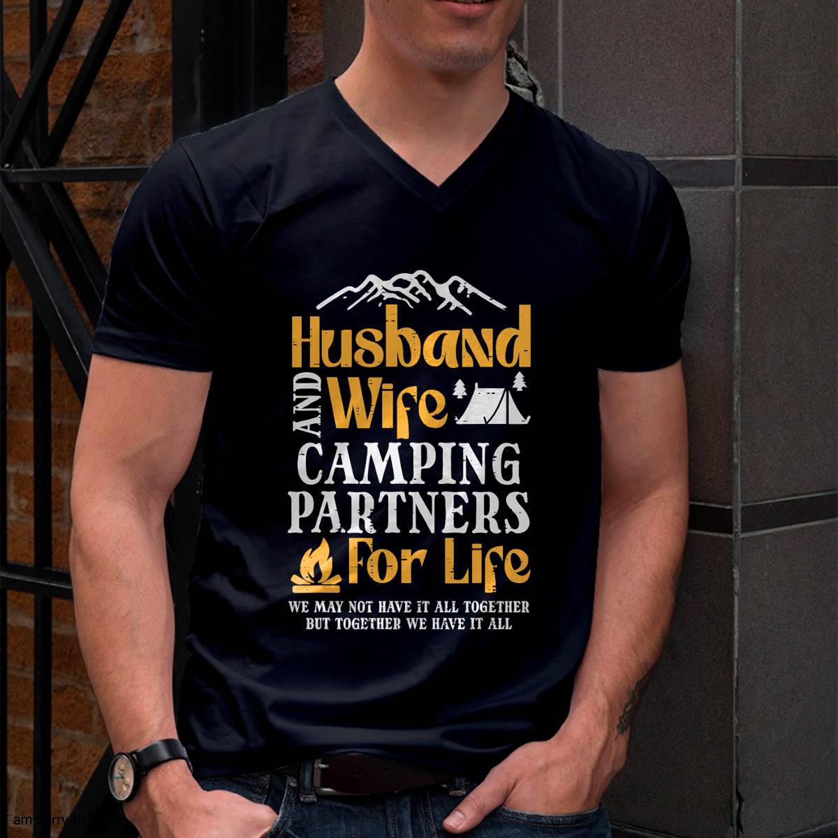 Husband Wife Camping Partners Couple Match Camper - Camping T-Shirt