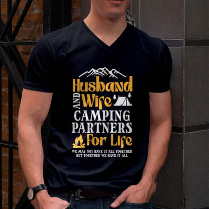 Husband Wife Camping Partners Couple Match Camper - Camping T-Shirt