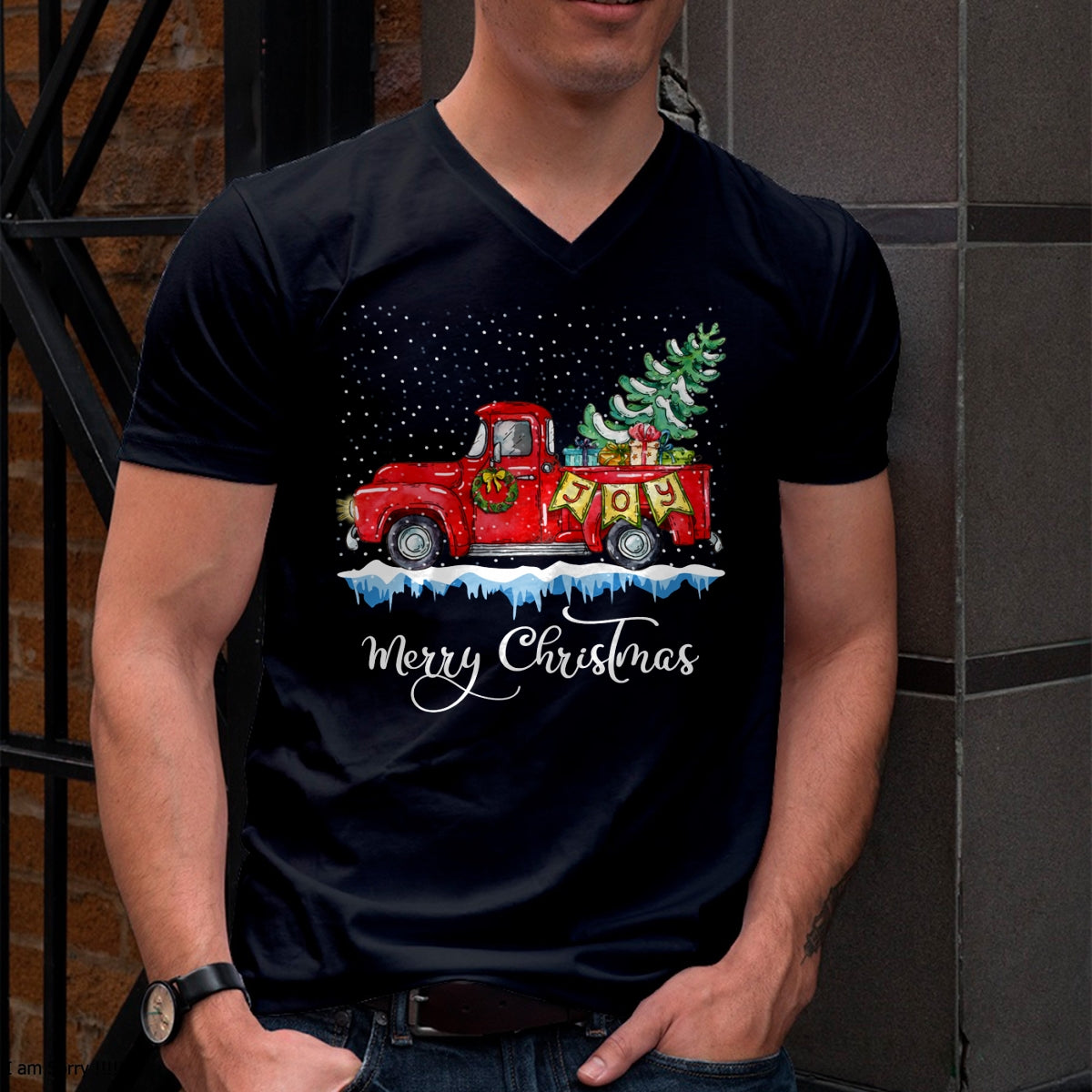 Christmas Shirts for Family, Funny christmas shirts, Christmas Unisex T-Shirt/Hoodie/Sweatshirt HLT00 - Vintage Merry Christmas Red Truck Old Fashioned Christmas Long Sleeve T-Shirt