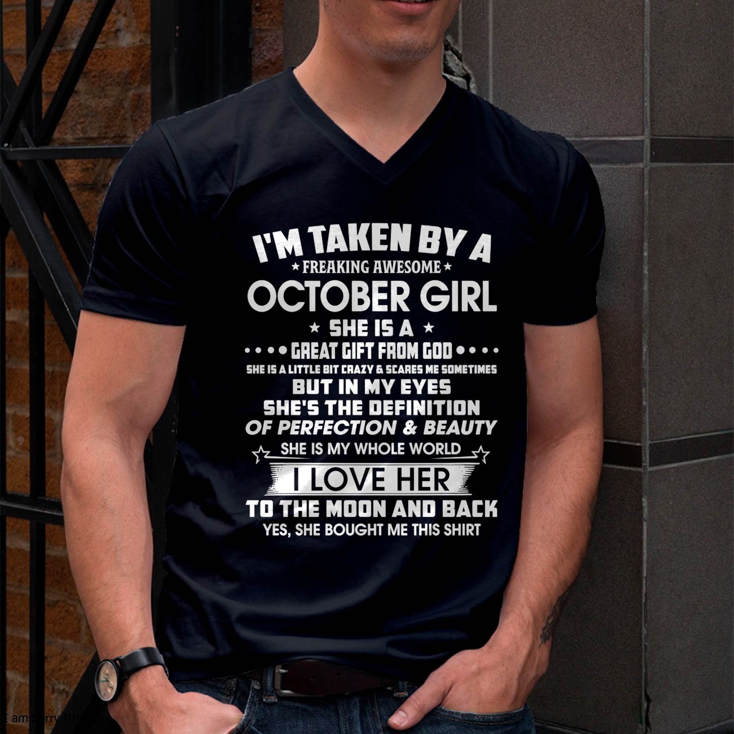OCTOBER – I'M TAKEN BY A FREAKING AWESOME DECEMBER GIRL SHE IS A GREAT GIFT FROM GOD – FROM WIFE – NINA10 (SKU2603-259-10)