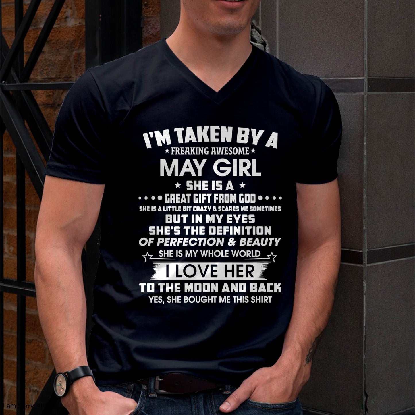 MAY – I'M TAKEN BY A FREAKING AWESOME DECEMBER GIRL SHE IS A GREAT GIFT FROM GOD – FROM WIFE – NINA05 (SKU2603-259-05)