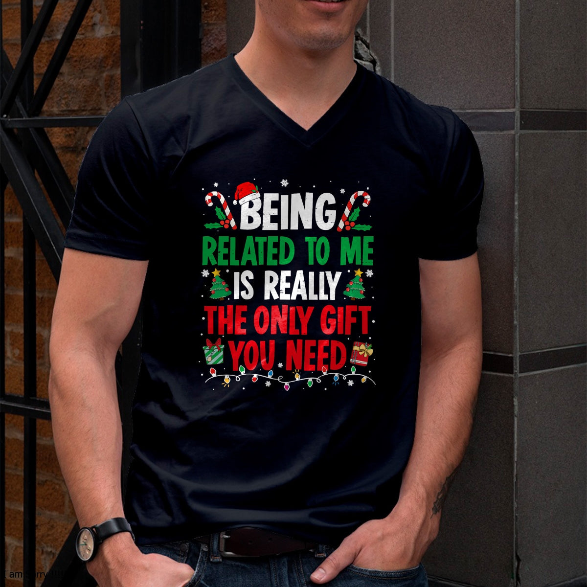 Being Related To Me Funny Christmas Family Xmas Pajamas T-Shirt  - Christmas Unisex T-Shirt/Hoodie/Sweatshirt - NINA00