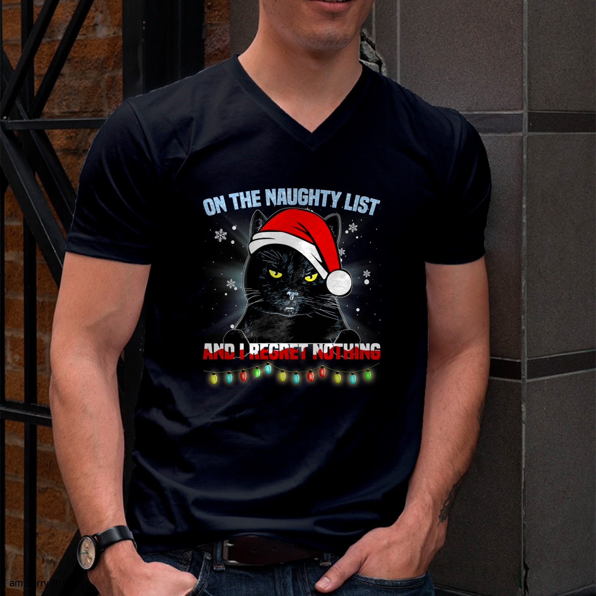 On The Naughty List And I Regret Nothing Cat Christmas T-Shirt - Christmas Unisex T-Shirt/Hoodie/Sweatshirt - NINA00
