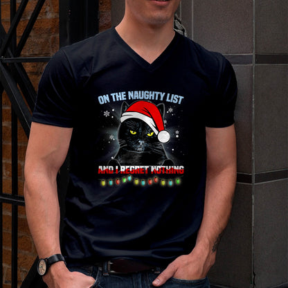 On The Naughty List And I Regret Nothing Cat Christmas T-Shirt - Christmas Unisex T-Shirt/Hoodie/Sweatshirt - NINA00
