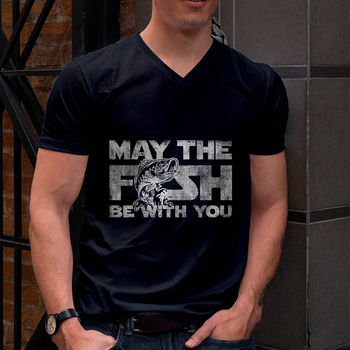 May The Fish with You his Funny Fishing sci-fi Gift T-Shirt