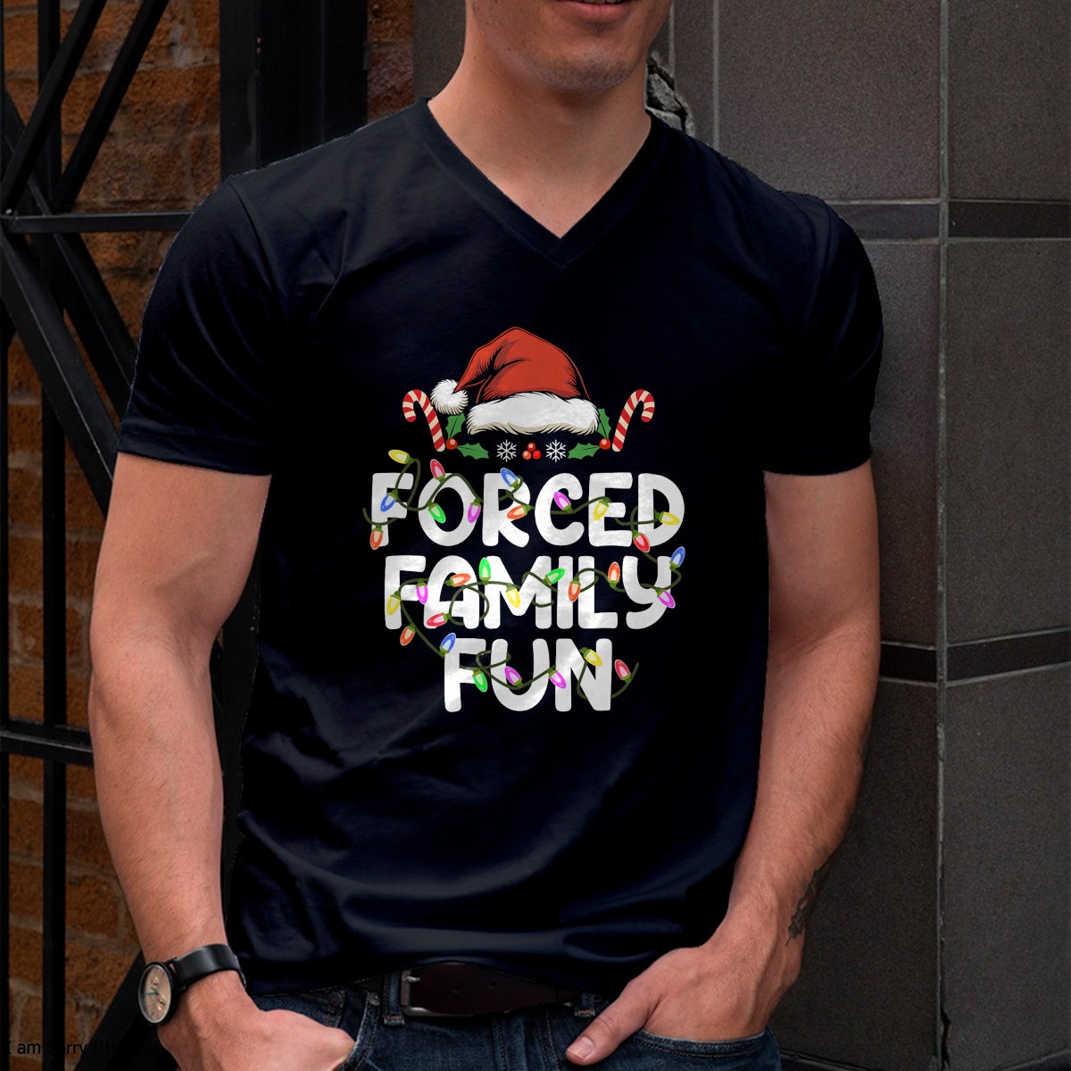 Forced Family Fun Christmas Pajamas Funny T-Shirt - Christmas Unisex T-Shirt/Hoodie/Sweatshirt - NINA00