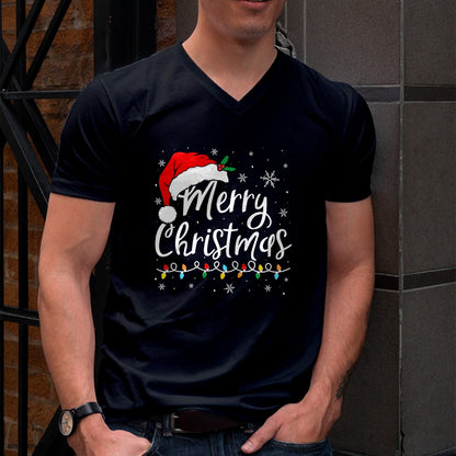 Merry Christmas Lights Santa Hat Xmas Family Matching Pajama T-Shirt - Christmas Unisex T-Shirt/Hoodie/Sweatshirt - NINA00