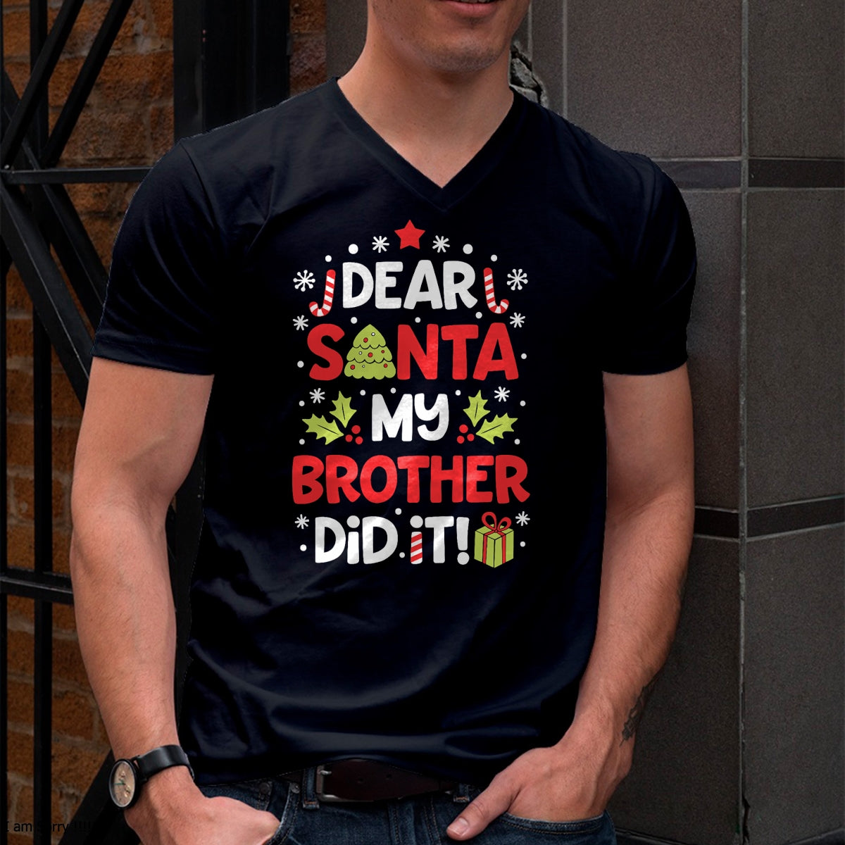 Dear Santa My Brother Did It Funny Christmas Girls Kids Boys Short Sleeve T-Shirt - Christmas Unisex T-Shirt/Hoodie/Sweatshirt - NINA00