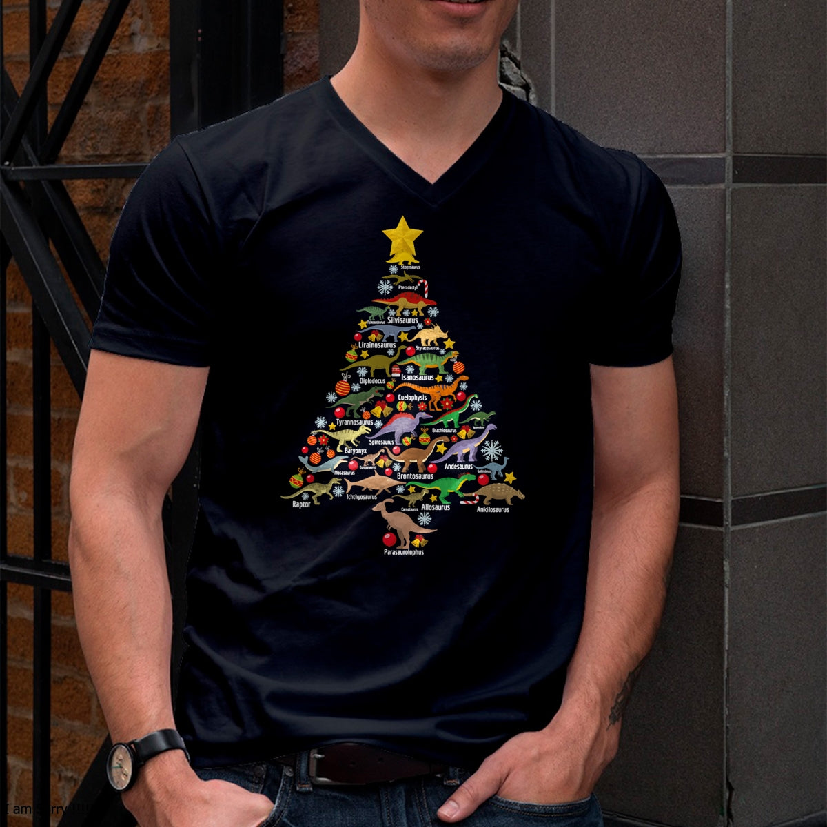 Dinosaur Christmas Tree Dino TRex Paleontologist Xmas Men T-Shirt - Christmas Unisex T-Shirt/Hoodie/Sweatshirt - NINA00