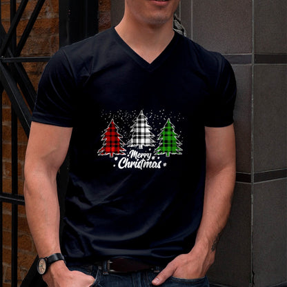 Merry Christmas Tree Xmas Buffalo Plaid Red White Green T-Shirt - Christmas Unisex T-Shirt/Hoodie/Sweatshirt - NINA00