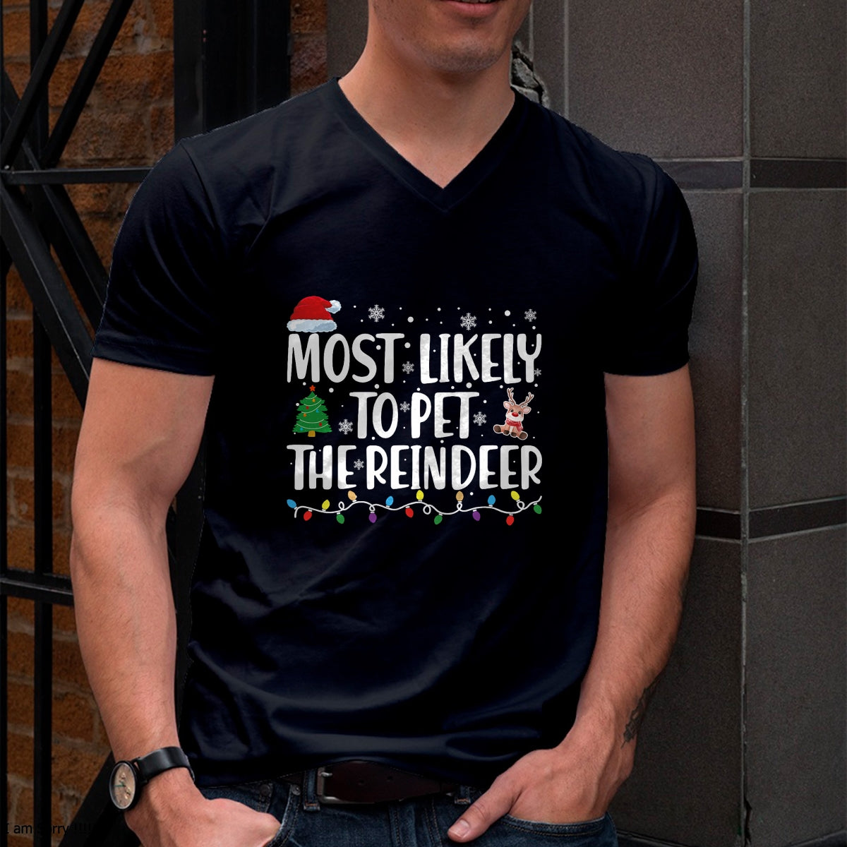 Most Likely To Pet The Reindeer Family Matching Christmas T-Shirt - Christmas Unisex T-Shirt/Hoodie/Sweatshirt - NINA00