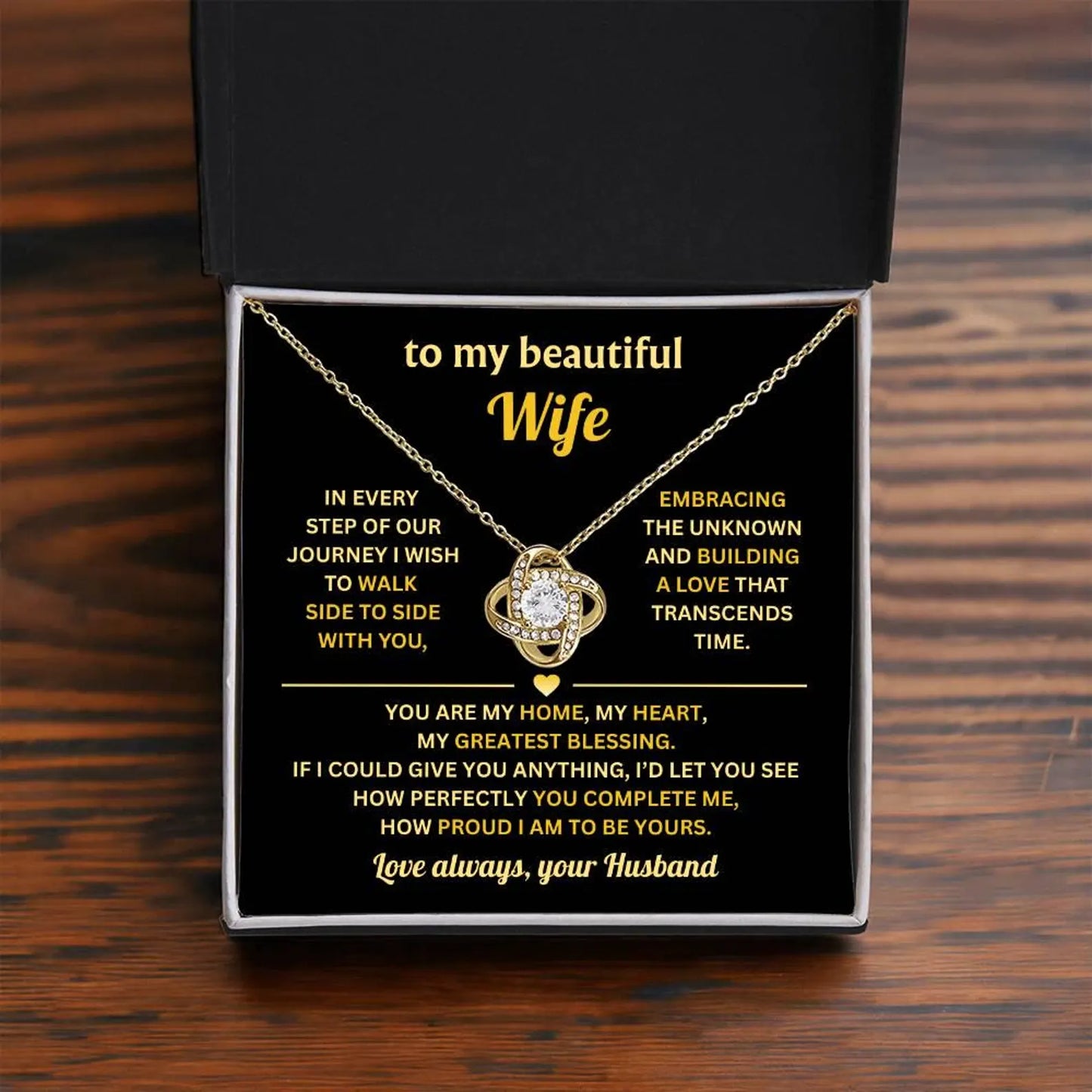 TO MY WIFE FROM HUSBAND - Premium Love Knot Necklace