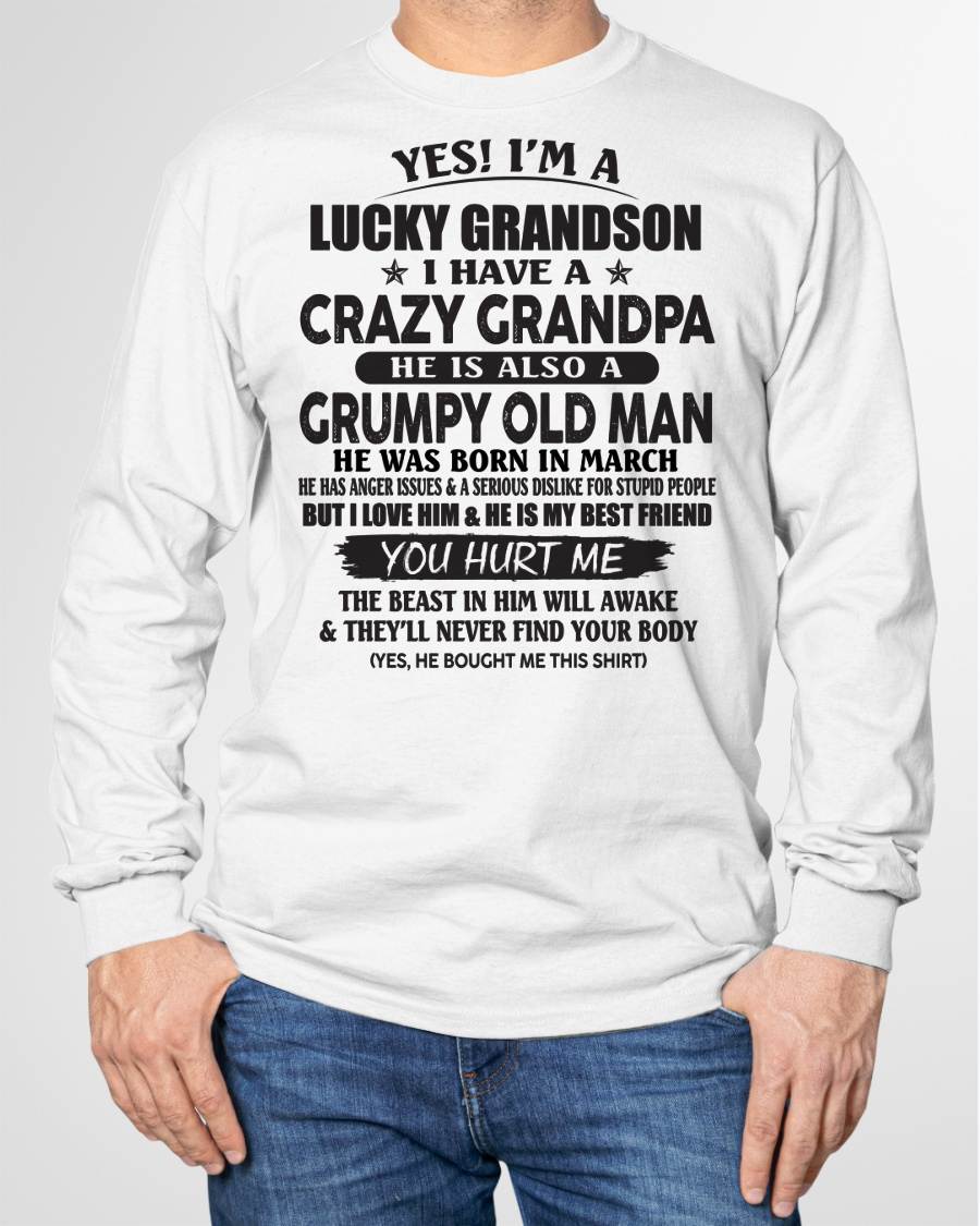 MARCH - LUCKY GRANDSON OF CRAZY GRANDPA -  PERFECT GIFT FROM GRANDPA - NINA03 (SKU12-145-03)