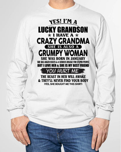 JANUARY - LUCKY GRANDSON OF CRAZY GRANDMA -  PERFECT GIFT FROM GRANDMA - NINA01 (SKU12-113-01)