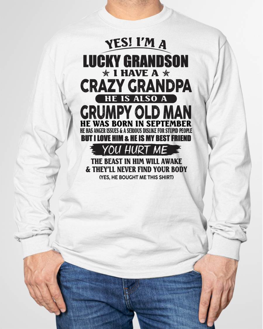 SEPTEMBER - LUCKY GRANDSON OF CRAZY GRANDPA -  PERFECT GIFT FROM GRANDPA - NINA09 (SKU12-145-09)