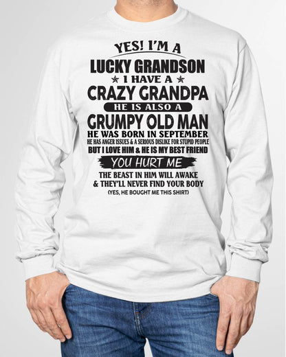 SEPTEMBER - LUCKY GRANDSON OF CRAZY GRANDPA -  PERFECT GIFT FROM GRANDPA - NINA09 (SKU12-145-09)