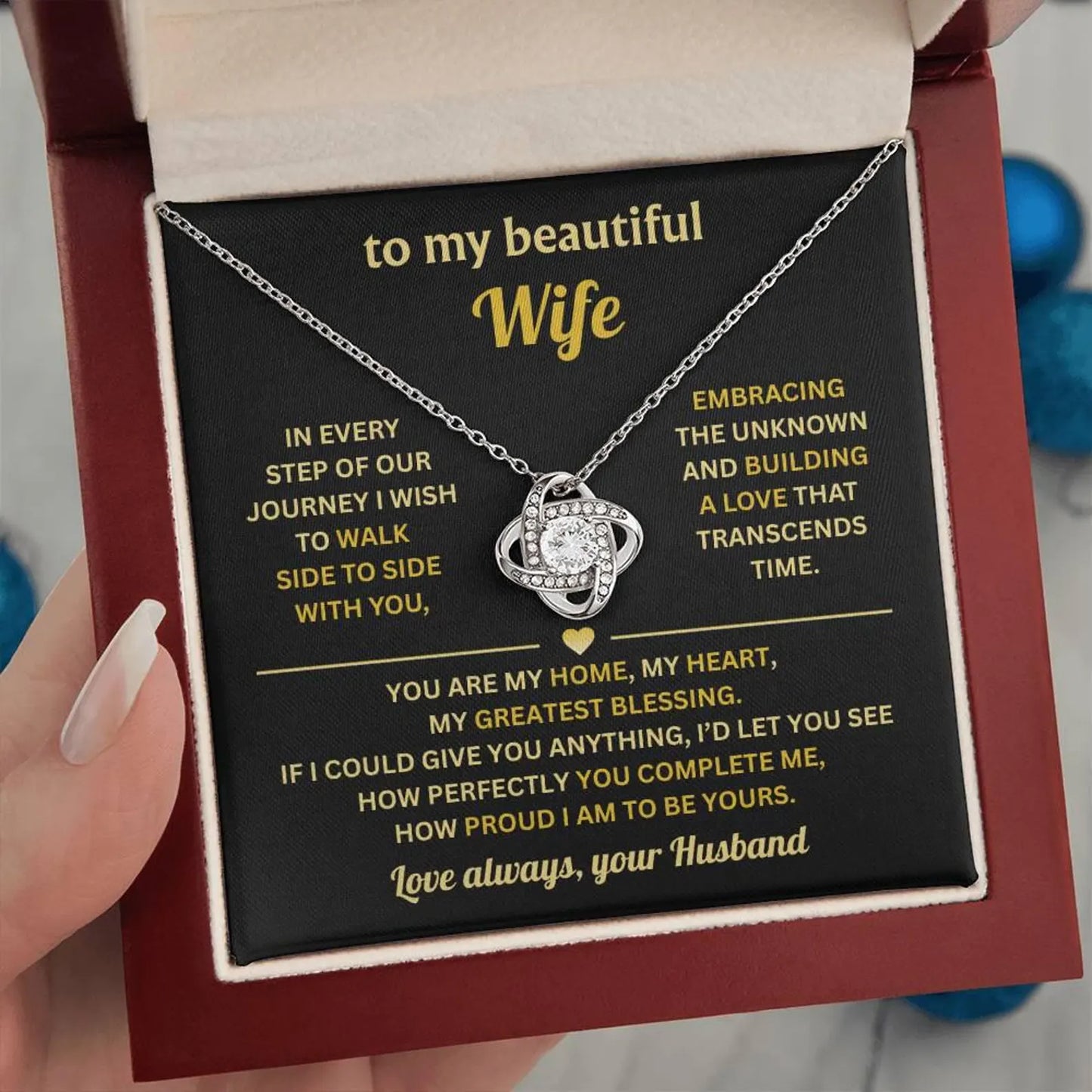 TO MY WIFE FROM HUSBAND - Premium Love Knot Necklace
