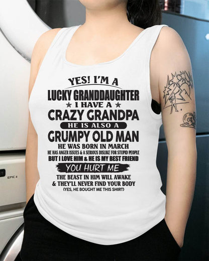 MARCH - LUCKY GRANDDAUGHTER OF CRAZY GRANDPA - PERFECT GIFT FOR YOUR GRANDDAUGHTER FROM GRANDPA - NINA03 (SKU10-150-03)