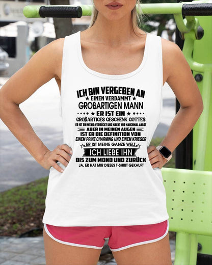 ICH BIN VERGEBEN AN EINEN VERDAMMT GROßARTIGEN MANN - Das perfekte Geschenk für deine Freundin - GER/NINA00 (SKU2605-392-00)