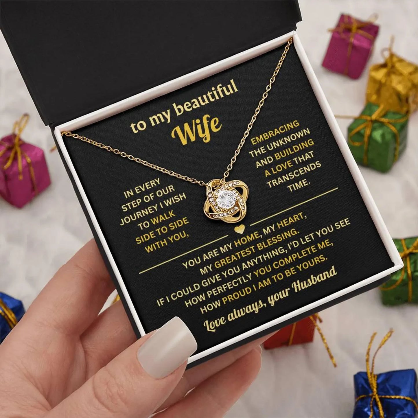 TO MY WIFE FROM HUSBAND - Premium Love Knot Necklace