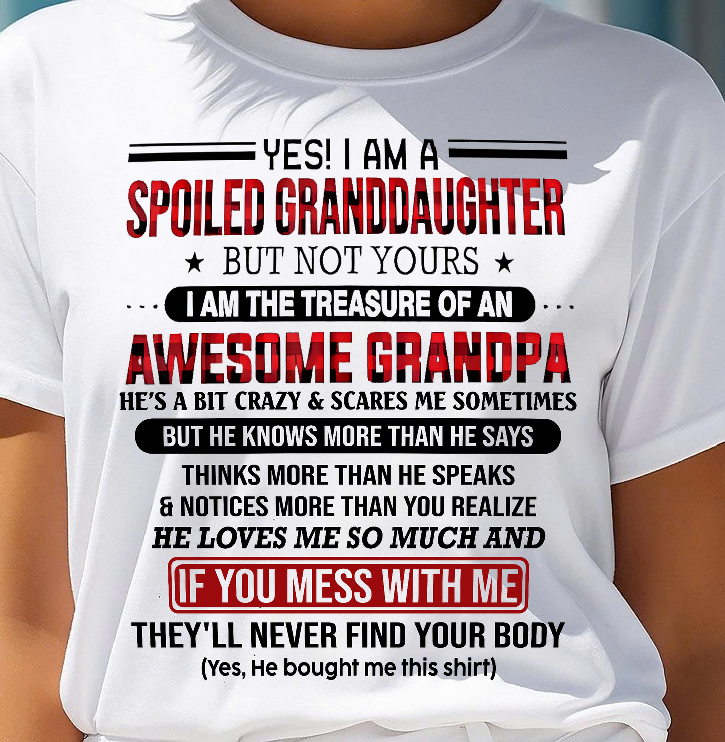 YES! I'M A SPOILED GRANDDAUGHTER - GIFT FROM GRANDPA - NINA00 (SKU26T-01317-00)