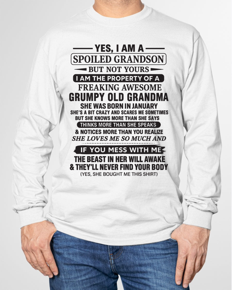 Yes I’m A Stubborn Grandson T-Shirt – Birthday Gift From February Grandma / Woman - NINA02 (SKU10-171-02)