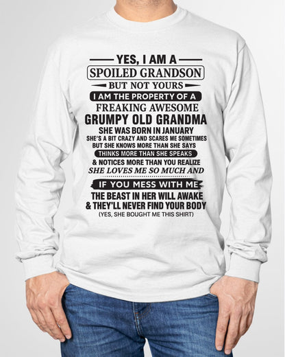 Yes I’m A Stubborn Grandson T-Shirt – Birthday Gift From February Grandma / Woman - NINA02 (SKU10-171-02)