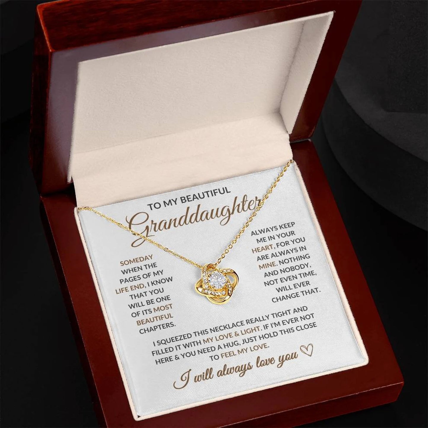 TO MY GRANDDAUGHTER FROM GRANDPA - Premium Love Knot Necklace
