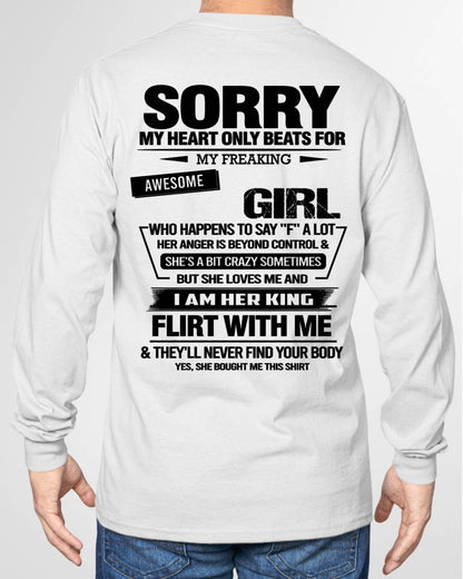 SORRY MY HEART ONLY BEATS FOR MY FREAKING AWESOME GIRL - FROM WIFE - NINA00 (SKU26T-01-59-00)