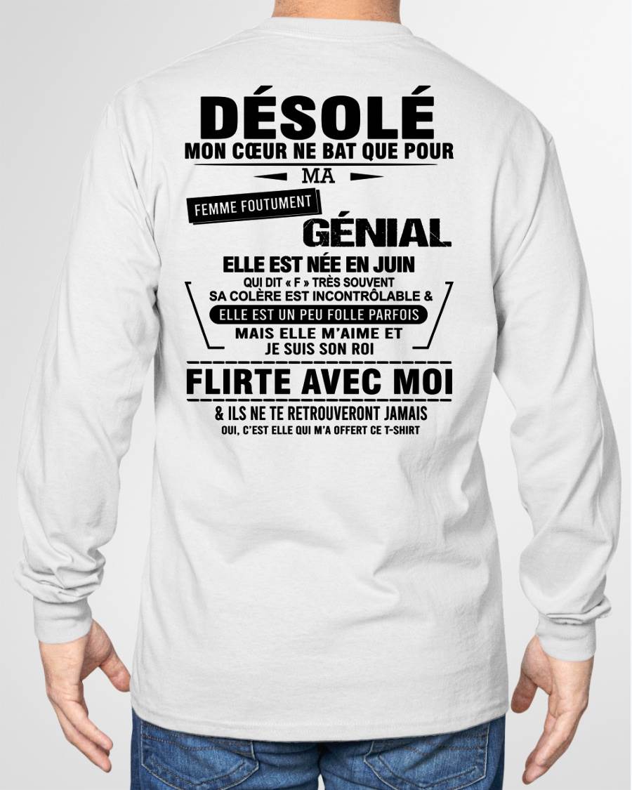 JUIN - DÉSOLÉ, MON CŒUR NE BAT QUE POUR MA FEMME FOUTUMENT GÉNIALE — DE SA FEMME - FR06 / NINA06 (SKU26T-01258-06)