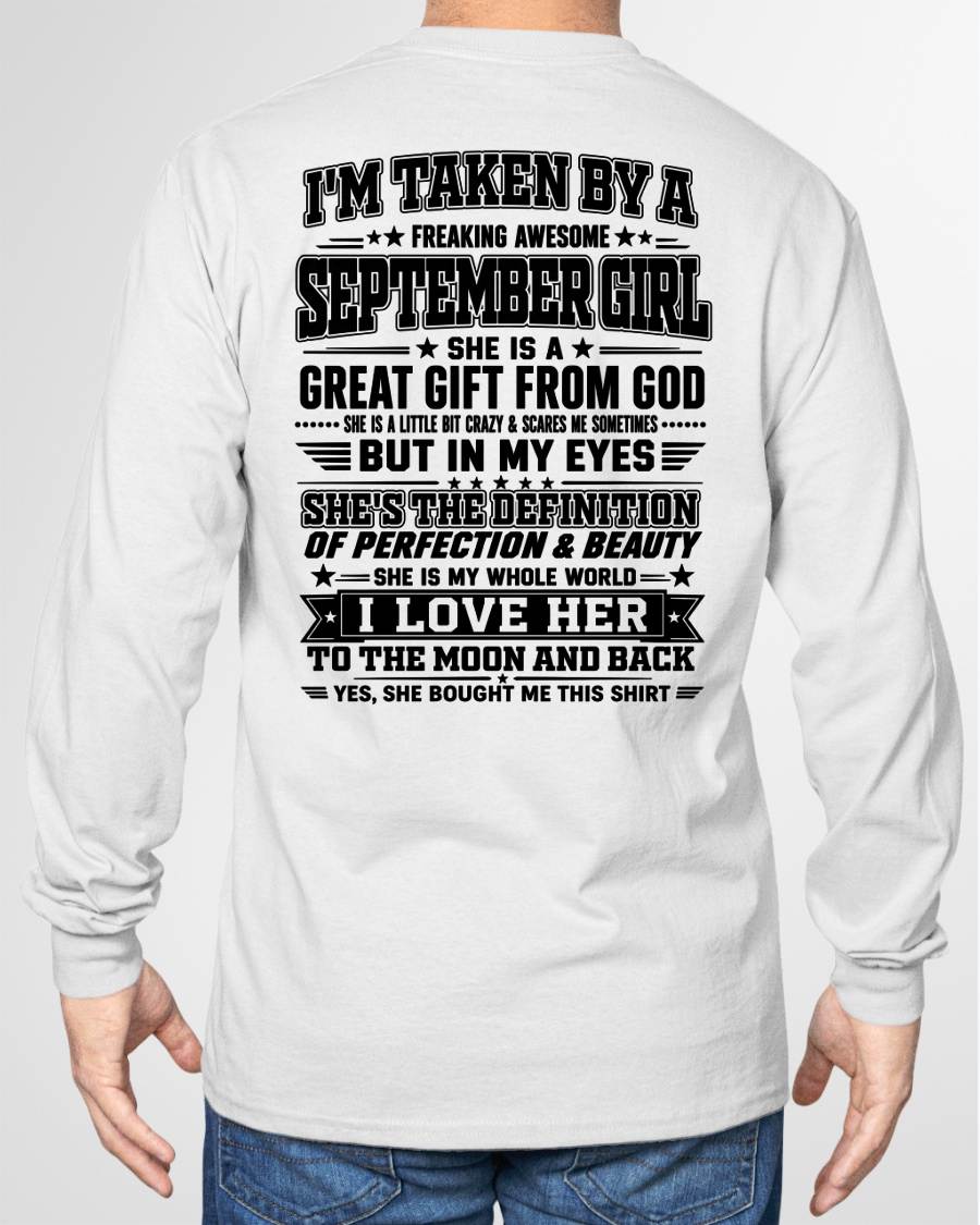 SEPTEMBER - I'm Taken By A Freaking Awesome Girl Shirt – Gift for your Boyfriend or Husband from wife - NINA09 (SKU2606-320-09)