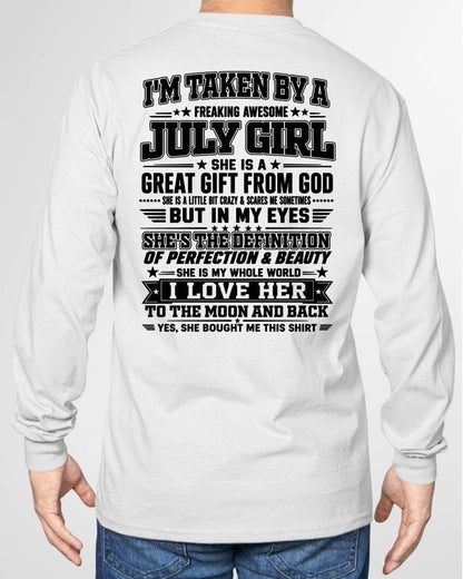 JULY - I'm Taken By A Freaking Awesome Girl Shirt – Gift for your Boyfriend or Husband from wife - NINA07 (SKU2606-320-07)
