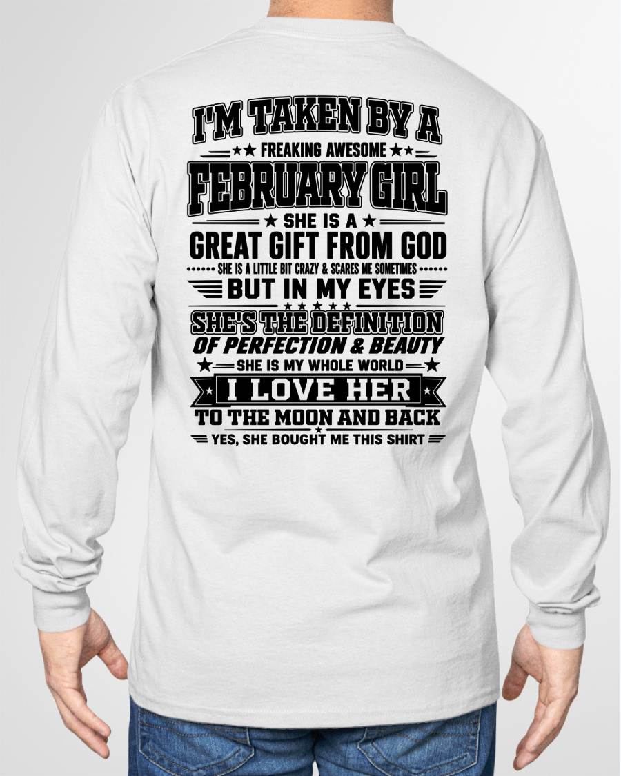 FEBRUARY - I'm Taken By A Freaking Awesome Girl Shirt – Gift for your Boyfriend or Husband from wife - NINA02 (SKU2606-320-02)