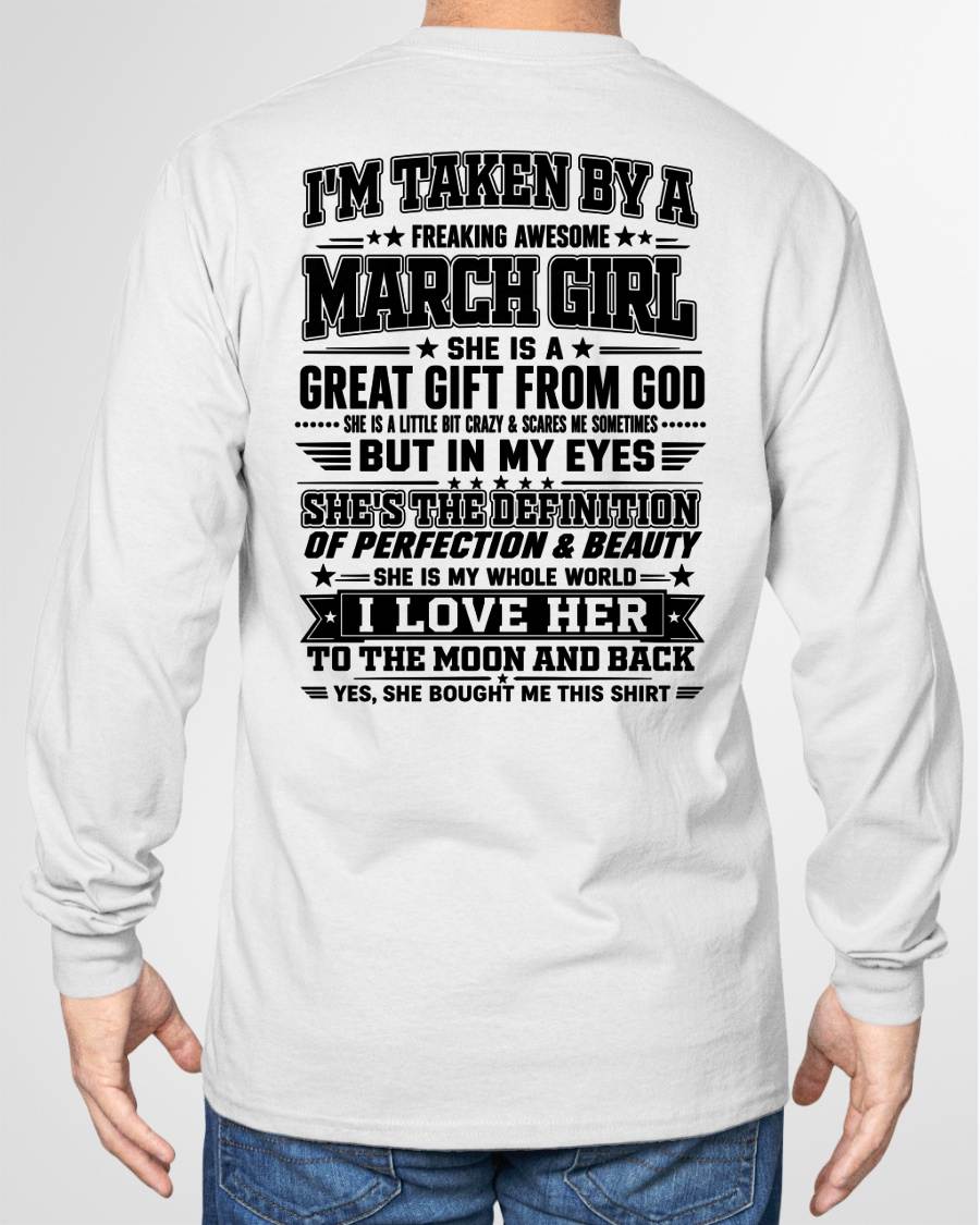 MARCH - I'm Taken By A Freaking Awesome Girl Shirt – Gift for your Boyfriend or Husband from wife - NINA03 (SKU2606-320-03)
