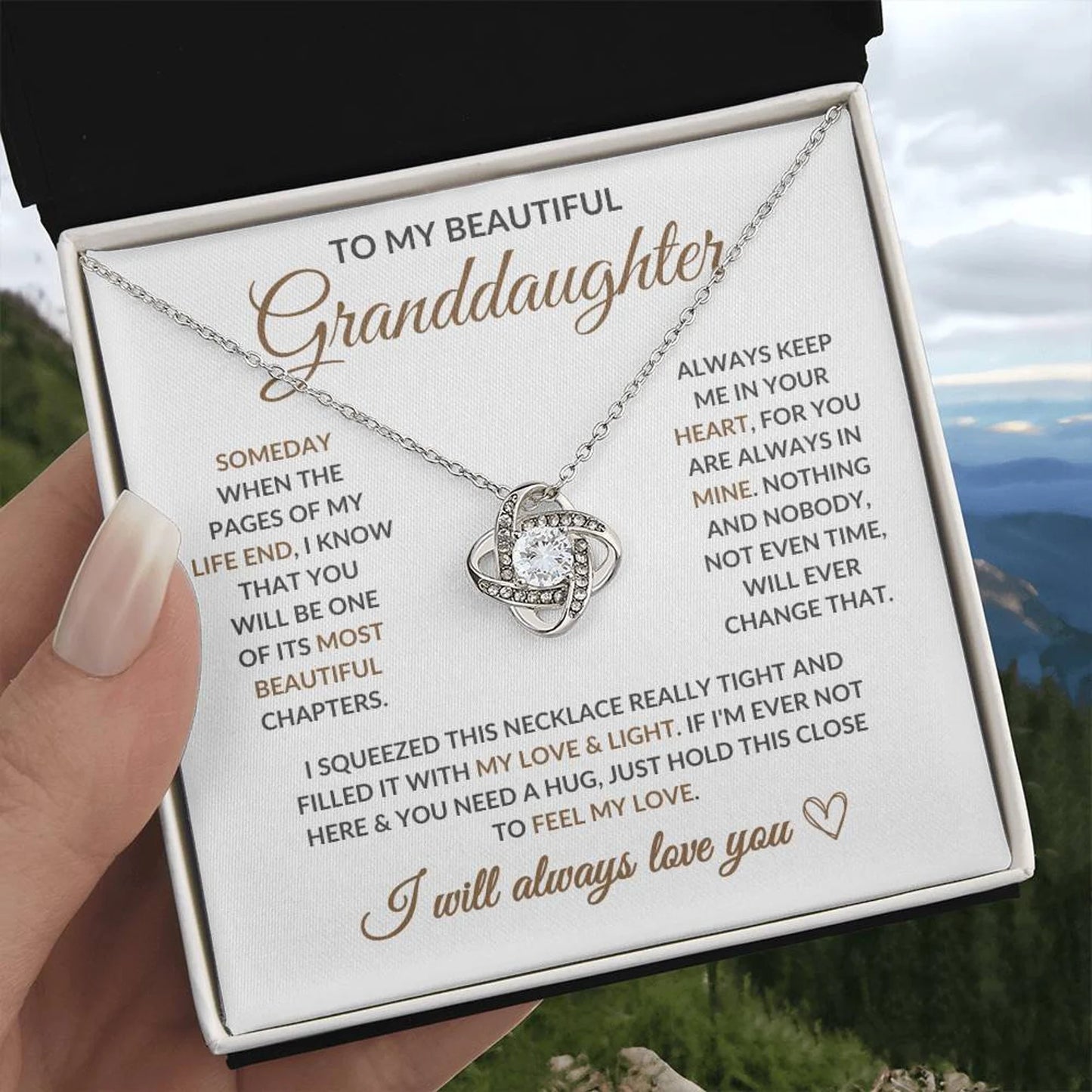 TO MY GRANDDAUGHTER FROM GRANDPA - Premium Love Knot Necklace