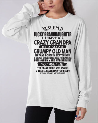 SEPTEMBER - LUCKY GRANDDAUGHTER OF CRAZY GRANDPA - PERFECT GIFT FOR YOUR GRANDDAUGHTER FROM GRANDPA - NINA09 (SKU10-150-09)