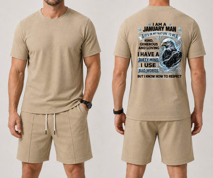 JANUARY - I AM A MAN KIND, GENEROUS AND LOVING - BIRTHDAY CASUAL SUIT FOR MEN - NINA01 (SKU2607-256-01)| Waffle casual suit A09-739