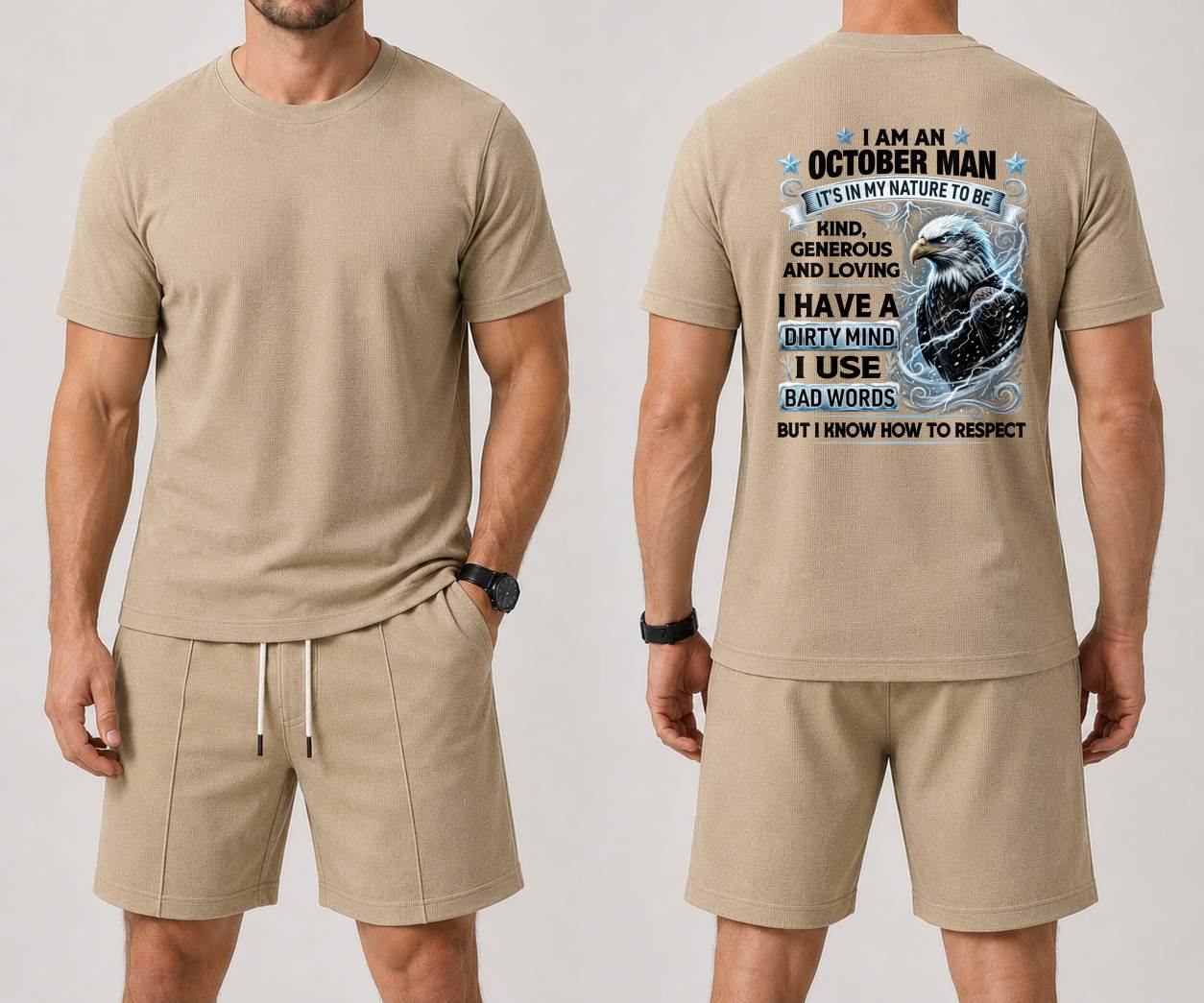 OCTOBER - I AM A MAN KIND, GENEROUS AND LOVING - BIRTHDAY CASUAL SUIT FOR MEN - NINA10 (SKU2607-256-10) | Waffle casual suit A09-739